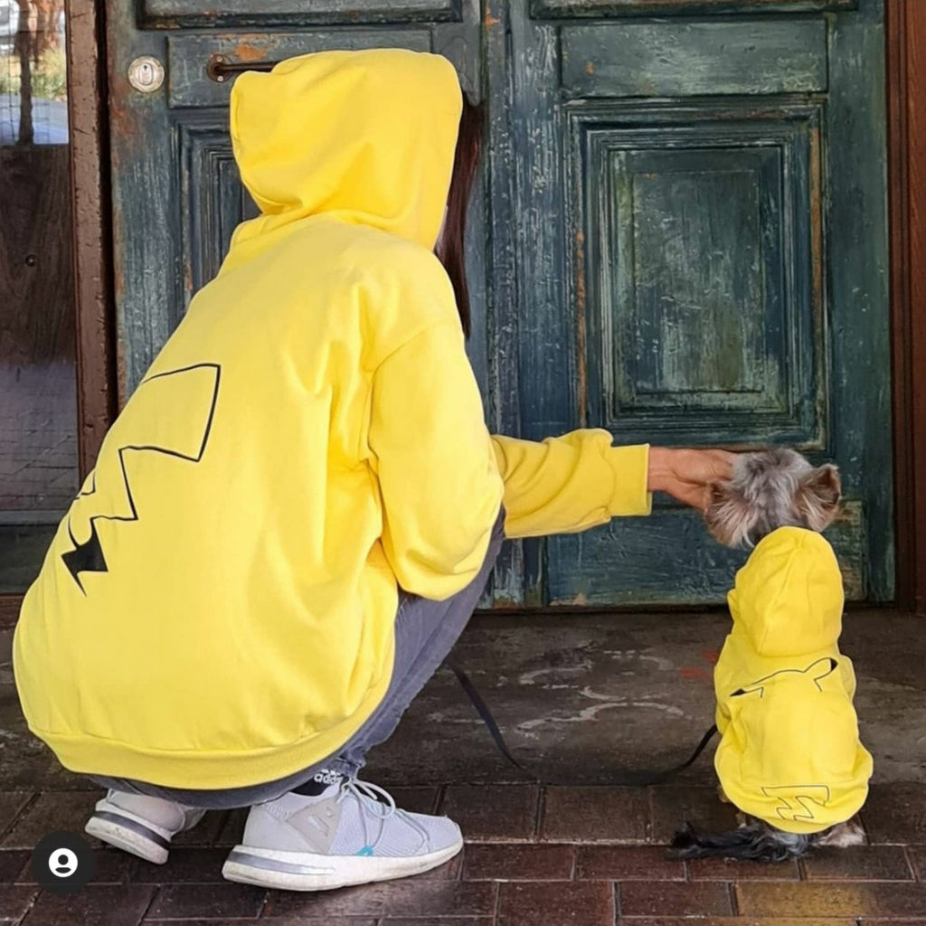Pikachu stylish dog oufit in yellow.